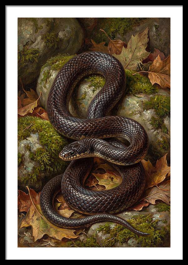 King Snake Among Autumn Leaves