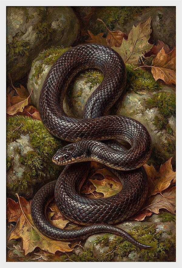King Snake Among Autumn Leaves