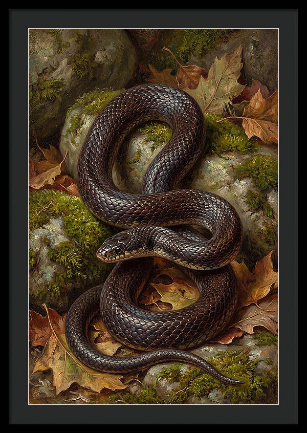 King Snake Among Autumn Leaves