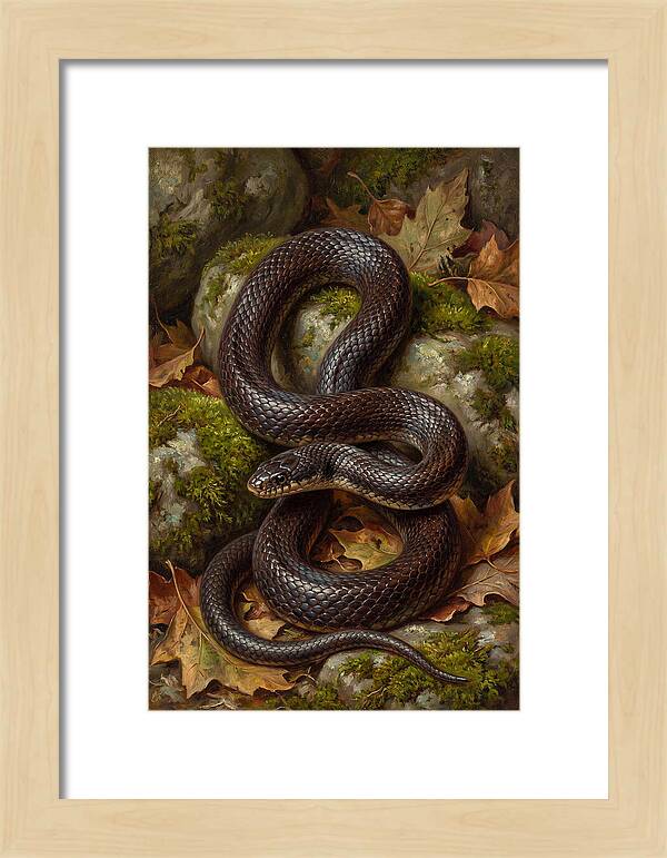 King Snake Among Autumn Leaves
