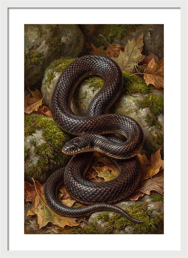 King Snake Among Autumn Leaves