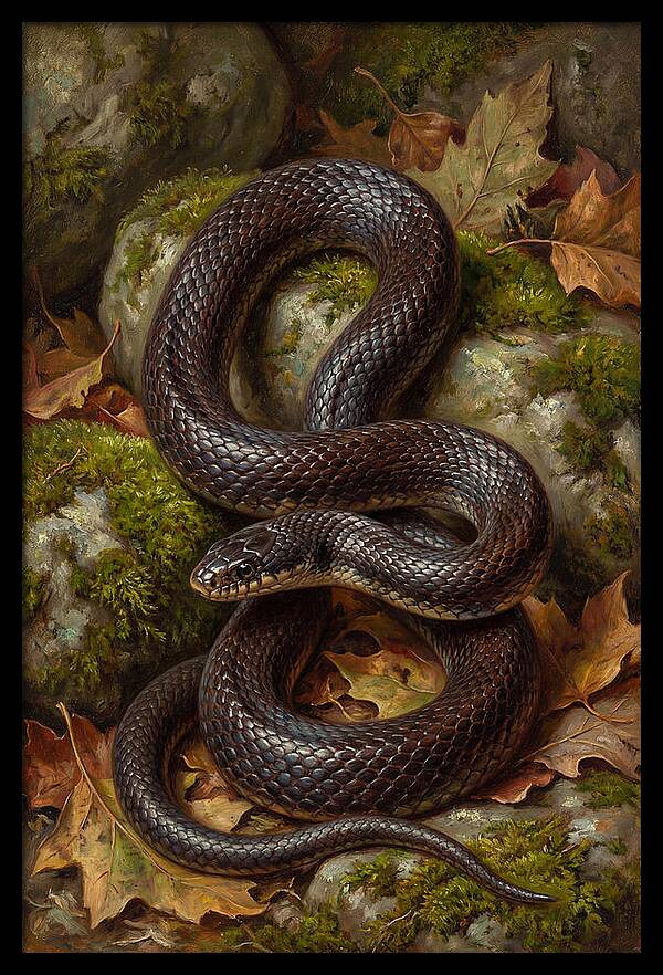 King Snake Among Autumn Leaves