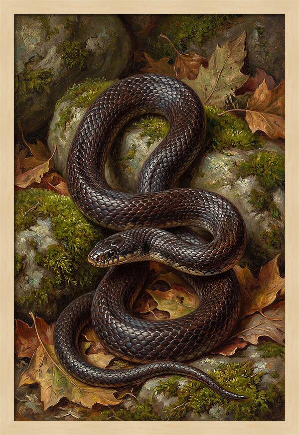 King Snake Among Autumn Leaves