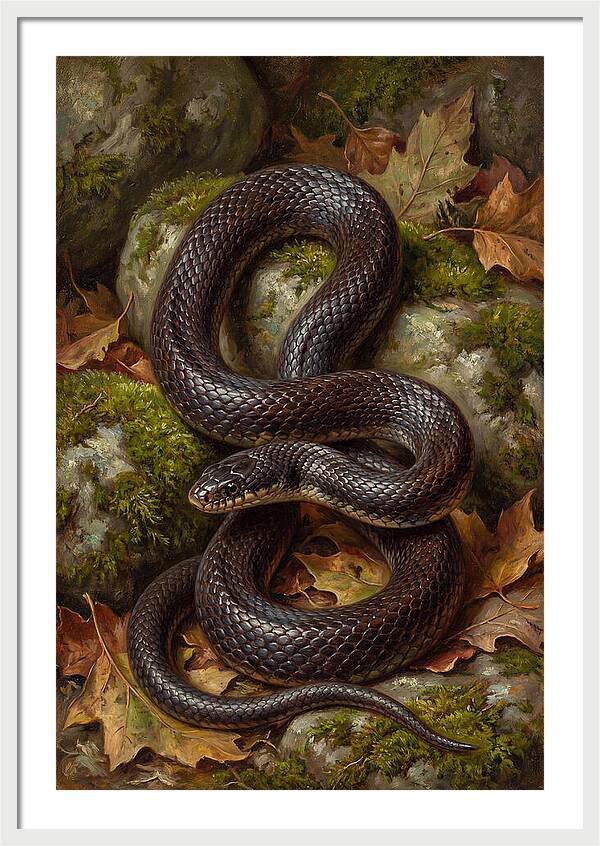 King Snake Among Autumn Leaves