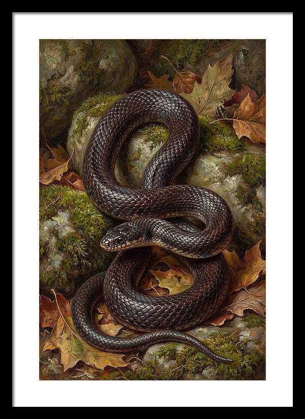 King Snake Among Autumn Leaves