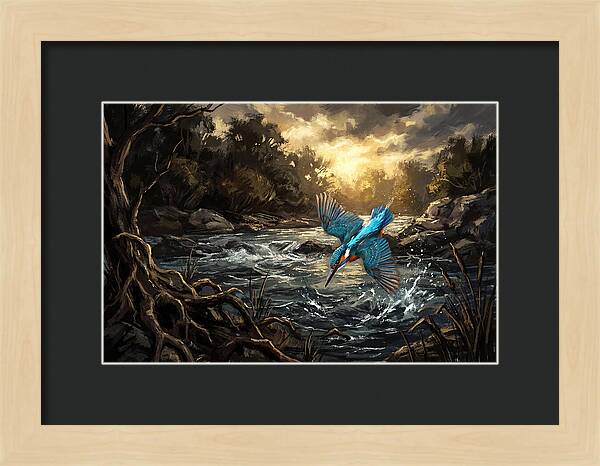 Kingfisher Diving For Fish