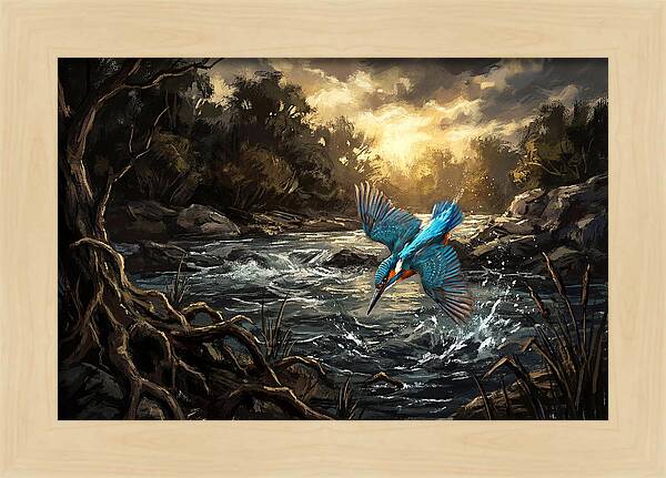 Kingfisher Diving For Fish
