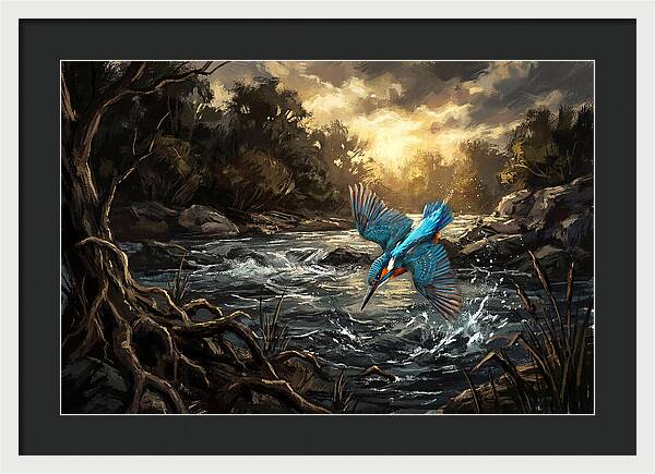Kingfisher Diving For Fish
