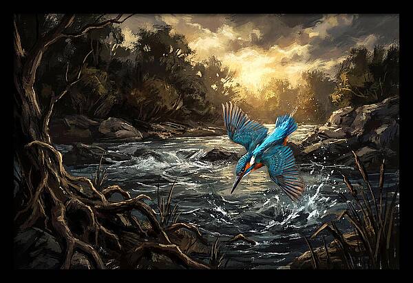 Kingfisher Diving For Fish