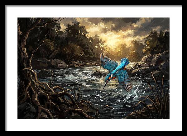 Kingfisher Diving For Fish