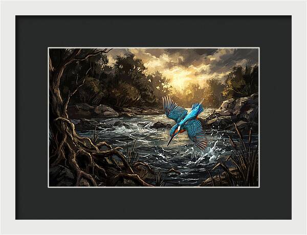 Kingfisher Diving For Fish