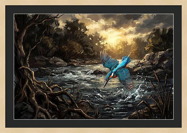 Kingfisher Diving For Fish