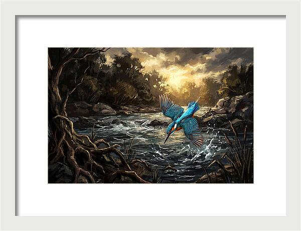 Kingfisher Diving For Fish