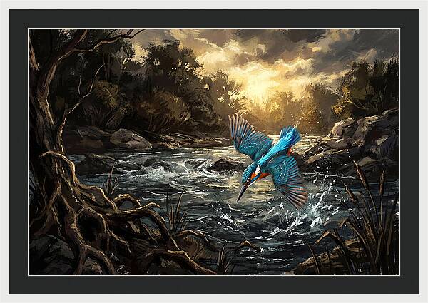 Kingfisher Diving For Fish