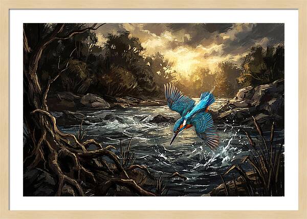 Kingfisher Diving For Fish