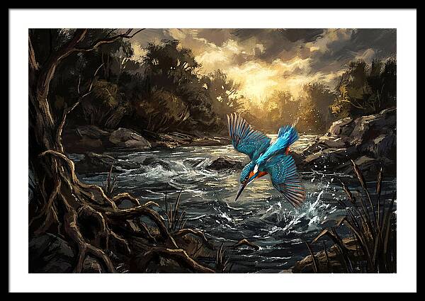 Kingfisher Diving For Fish