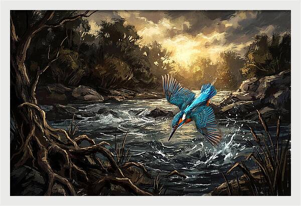 Kingfisher Diving For Fish