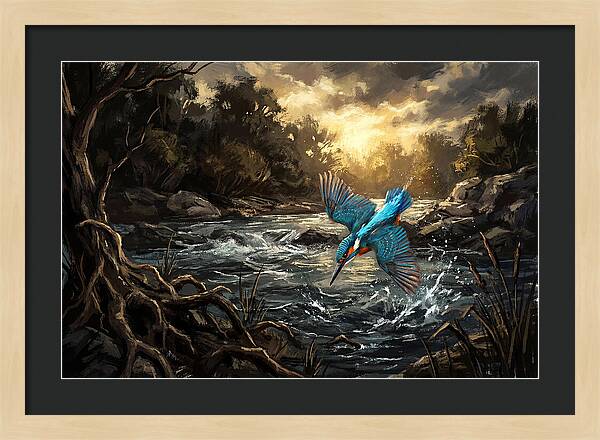 Kingfisher Diving For Fish