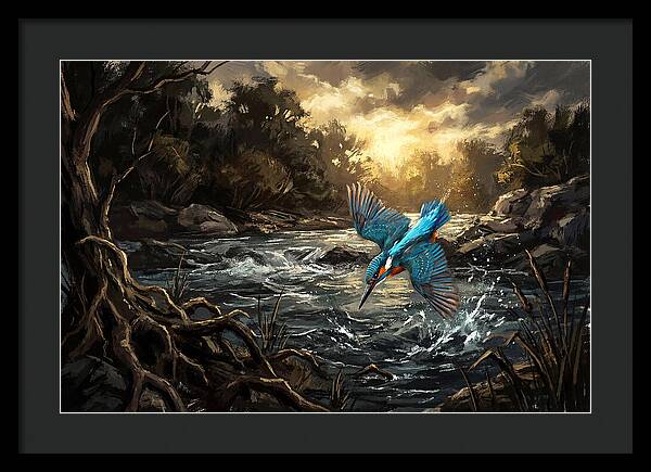Kingfisher Diving For Fish