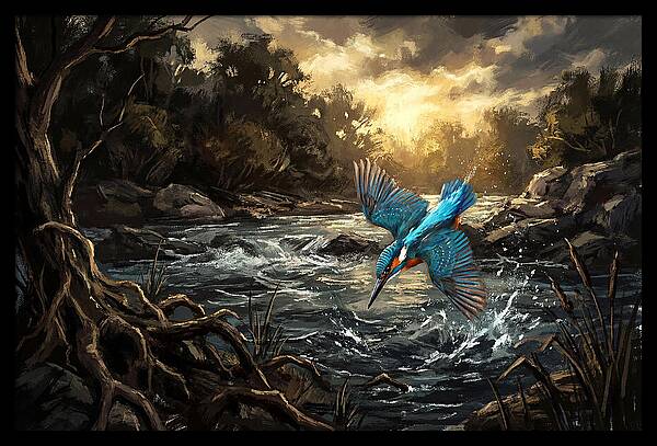 Kingfisher Diving For Fish