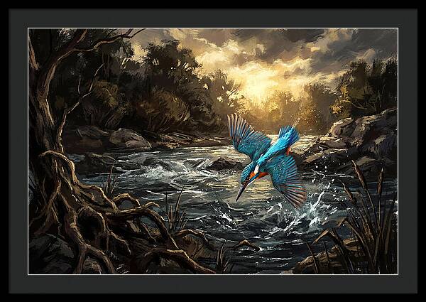 Kingfisher Diving For Fish