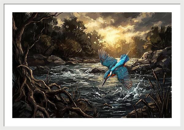 Kingfisher Diving For Fish