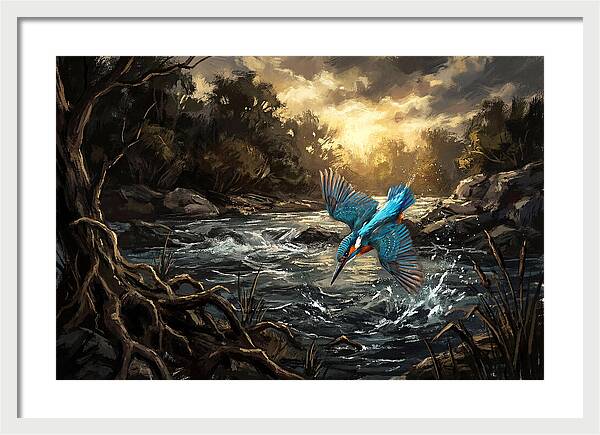 Kingfisher Diving For Fish