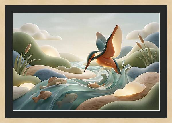 Kingfisher Diving For Fish