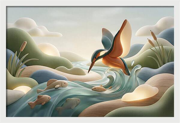 Kingfisher Diving For Fish