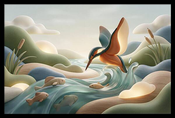 Kingfisher Diving For Fish