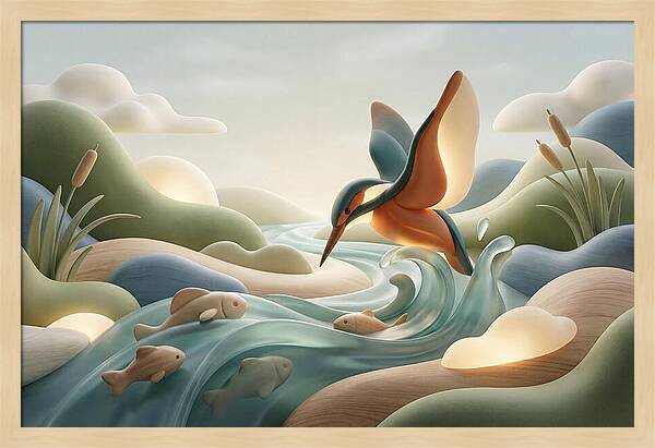 Kingfisher Diving For Fish