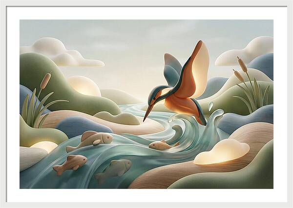 Kingfisher Diving For Fish