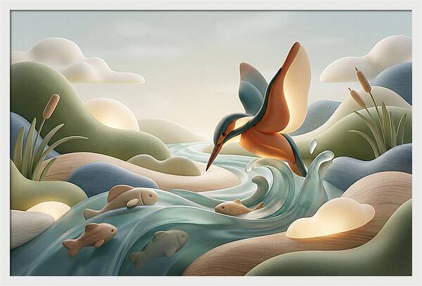 Kingfisher Diving For Fish
