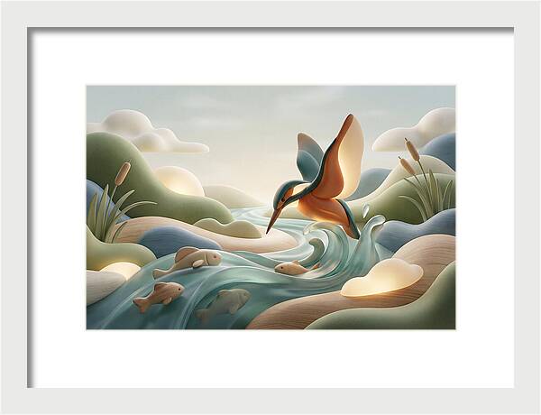 Kingfisher Diving For Fish