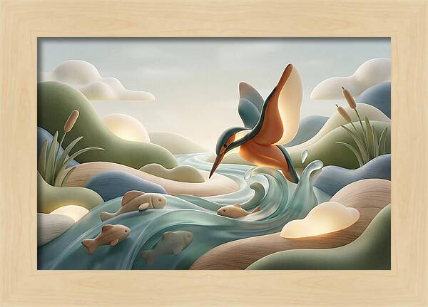 Kingfisher Diving For Fish