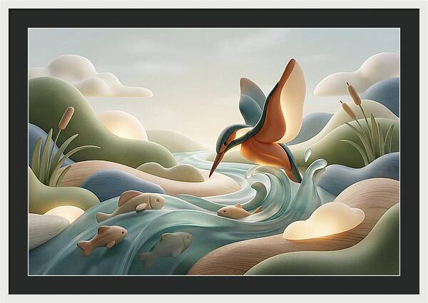 Kingfisher Diving For Fish