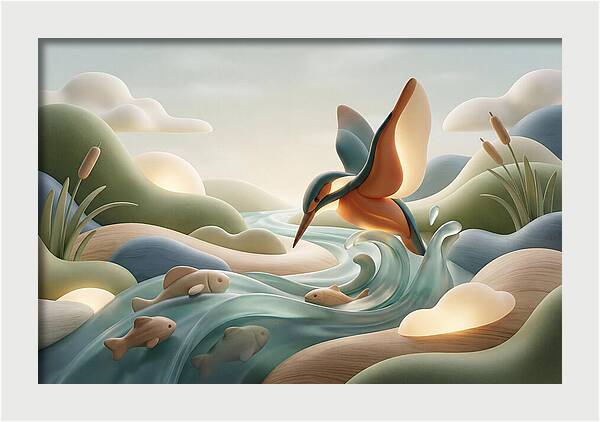 Kingfisher Diving For Fish