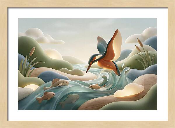 Kingfisher Diving For Fish