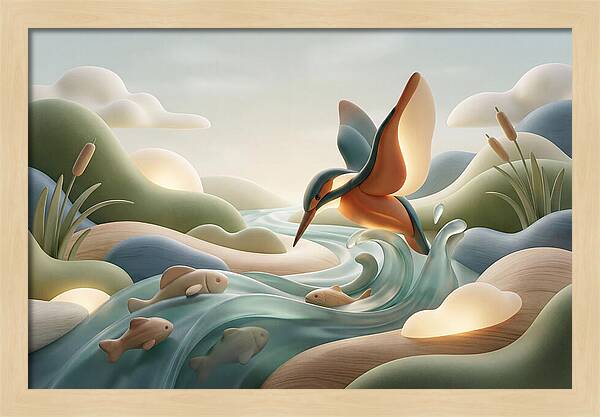 Kingfisher Diving For Fish