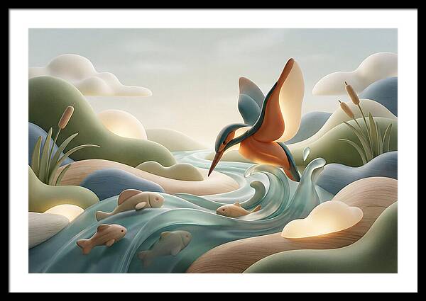 Kingfisher Diving For Fish