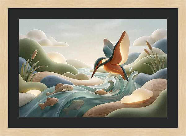 Kingfisher Diving For Fish