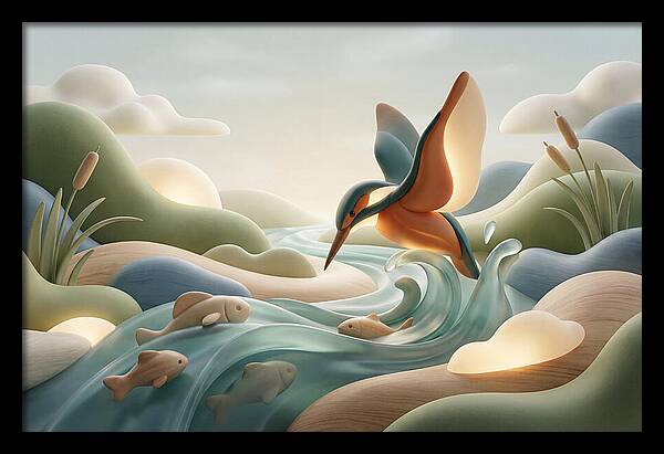 Kingfisher Diving For Fish