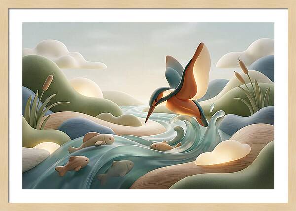 Kingfisher Diving For Fish
