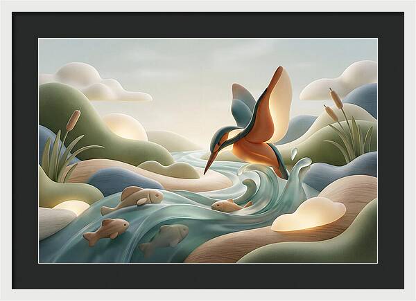 Kingfisher Diving For Fish
