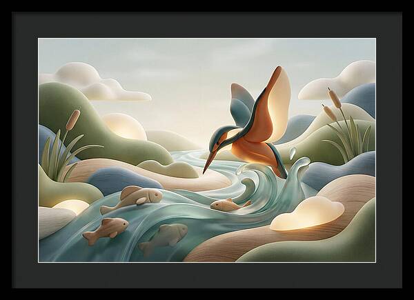 Kingfisher Diving For Fish