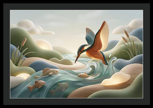 Kingfisher Diving For Fish