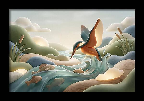 Kingfisher Diving For Fish