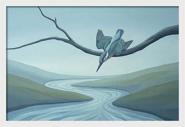 Kingfisher Diving Into Stream