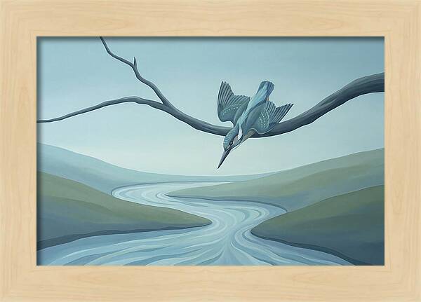 Kingfisher Diving Into Stream