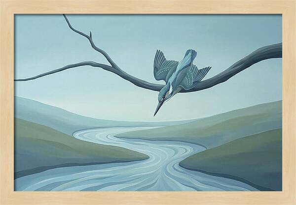 Kingfisher Diving Into Stream